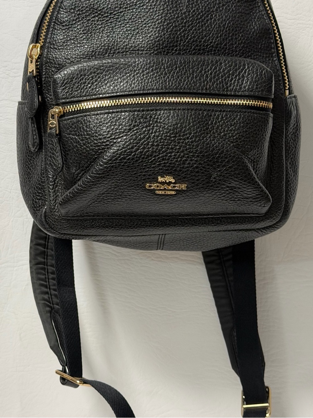 Coach Mini Charlie Black Pebbled Leather Cowhide Backpack - Picture 2 of 8